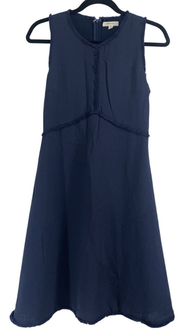 Gilli Fit and Flare Dress Womens Medium Navy Lined Minimalist Capsule Wardrobe